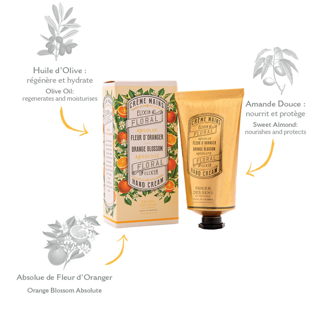 Pack 4 crèmes mains 75ml multi-senteurs - Jasmin, Fleur d'oranger, Miel, Amande