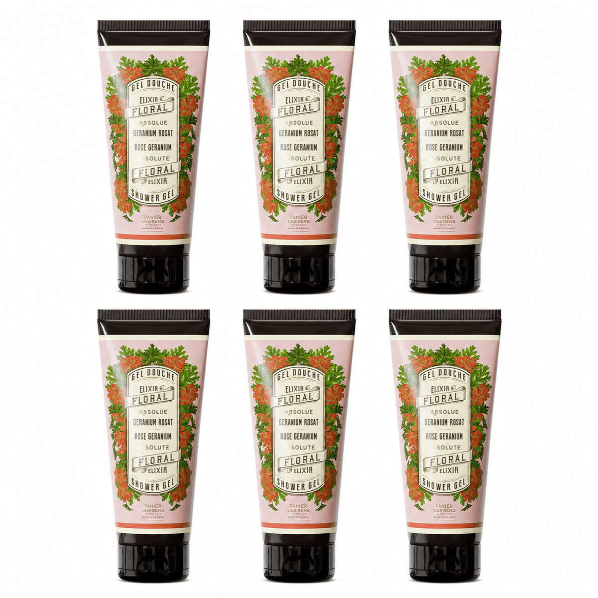 Lot de 6 Gels Douche Géranium 200ml - Panier des Sens