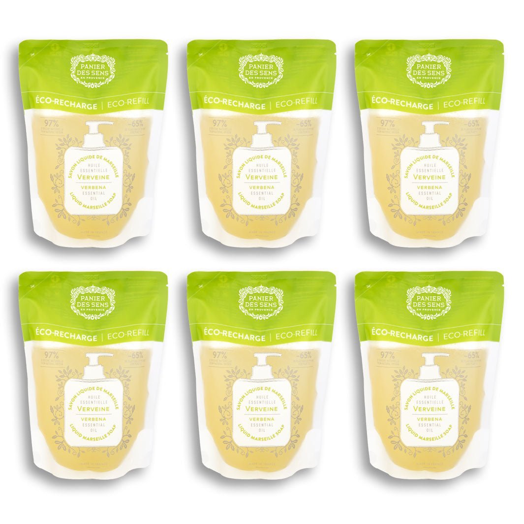 Pack de 6 recharges savon liquide de Marseille - Verveine Relaxante 6x500ml - Panier des Sens