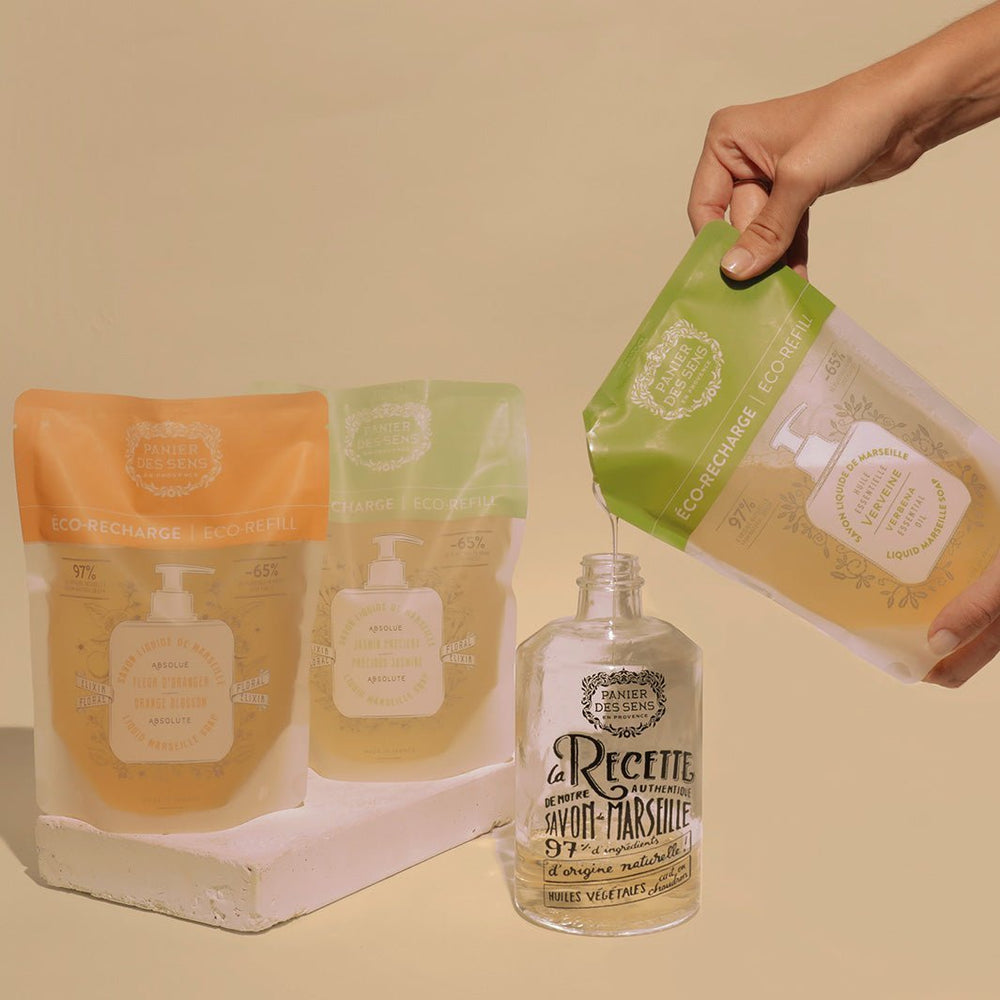 Pack de 6 recharges savon liquide de Marseille - Verveine Relaxante 6x500ml - Panier des Sens