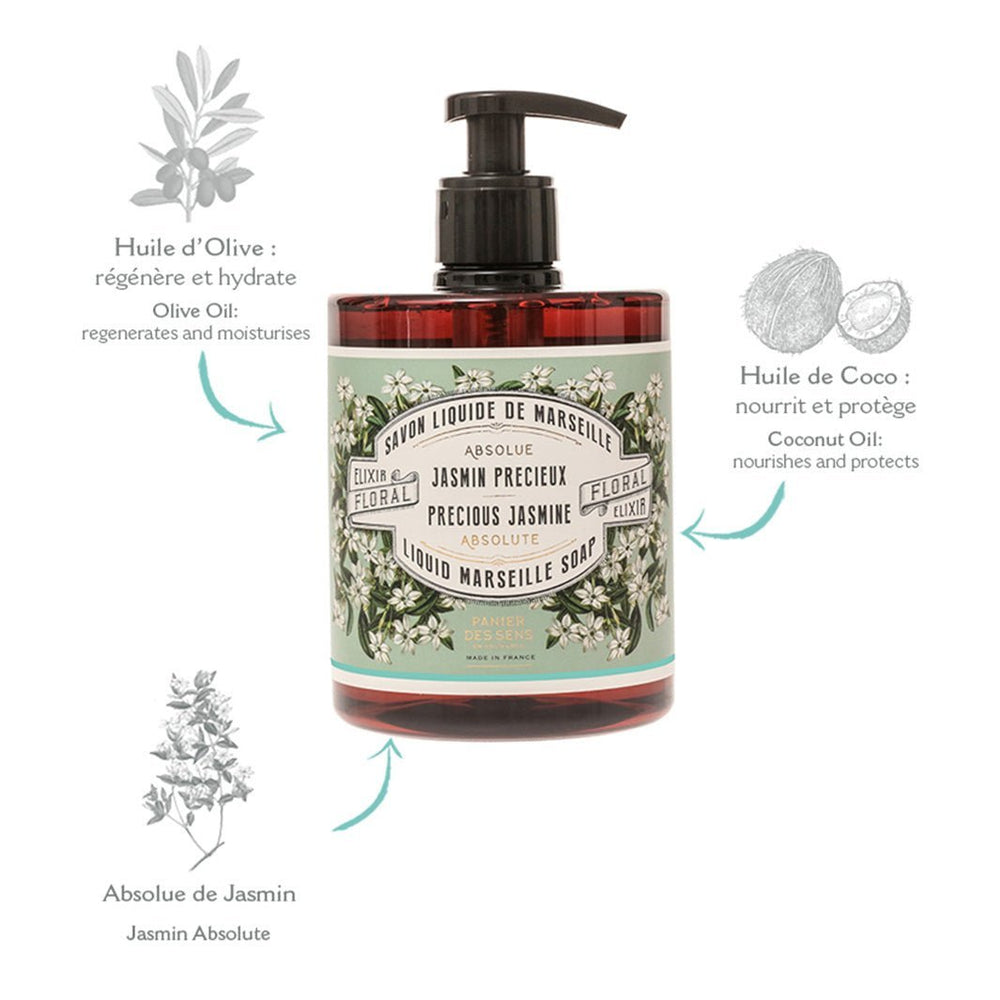 Savon de Marseille liquide | Jasmin Précieux 500ml - Panier des Sens