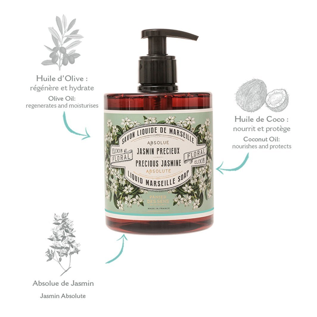 Savon de Marseille liquide | Jasmin Précieux 500ml - Panier des Sens