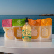 Savon liquide de Marseille Olive Édition limitée 25 ans + 4 recharges - Fleur d'Oranger, Verveine, Rose et Provence - Panier des Sens
