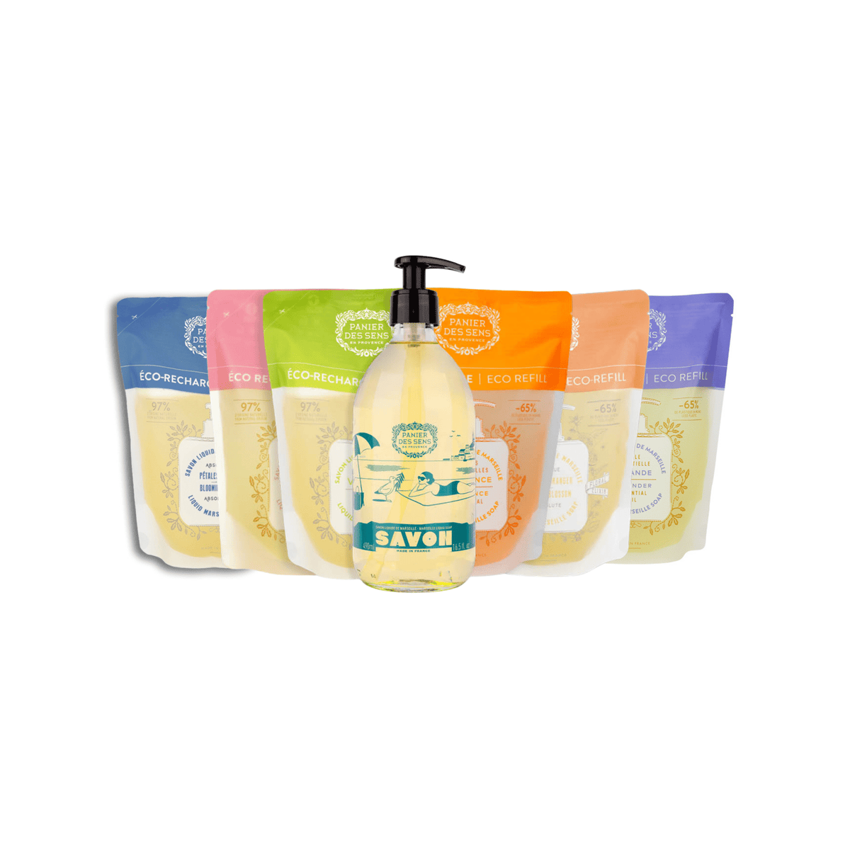 Savon Liquide de Marseille Olive Édition Limitée 25 Ans + 6 Recharges multi-senteurs - Panier des Sens