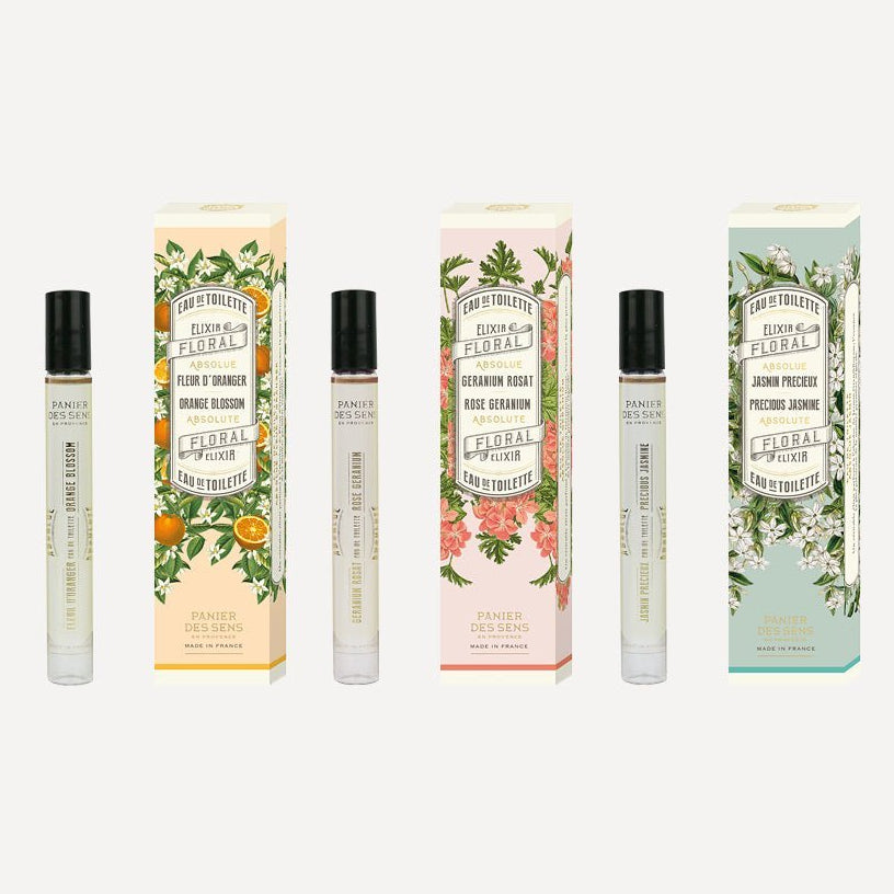 Trio eaux de toilette format Roll - on - Fleur d'Oranger, Jasmin et Géranium Rosat - Panier des Sens