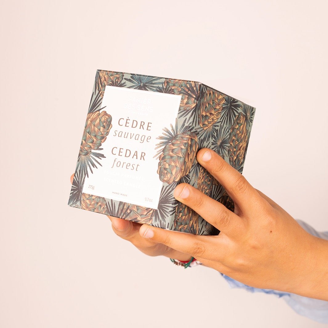Bougie parfumée cire végétale 275G - Parfum Cèdre Sauvage - Panier des Sens