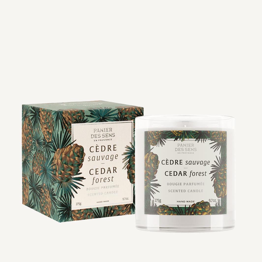Bougie parfumée cire végétale 275G - Parfum Cèdre Sauvage - Panier des Sens