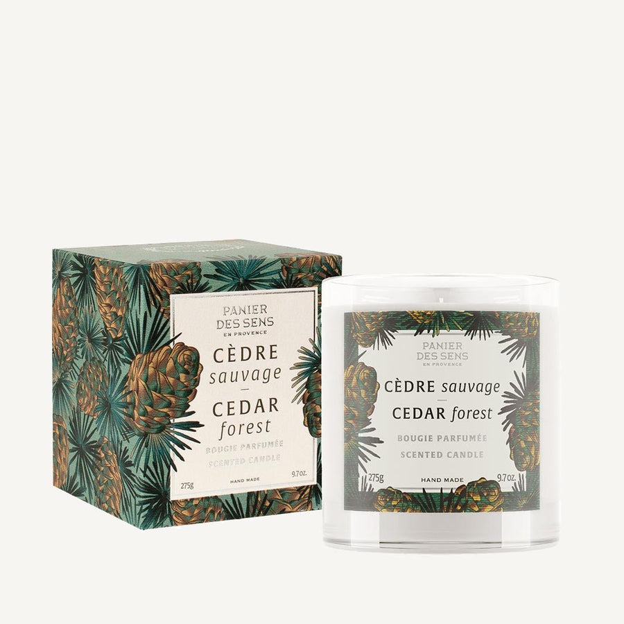 Bougie parfumée cire végétale 275G - Parfum Cèdre Sauvage - Panier des Sens