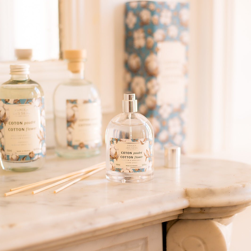 Parfum d'ambiance naturel - Coton Poudré 100ml - Panier des Sens