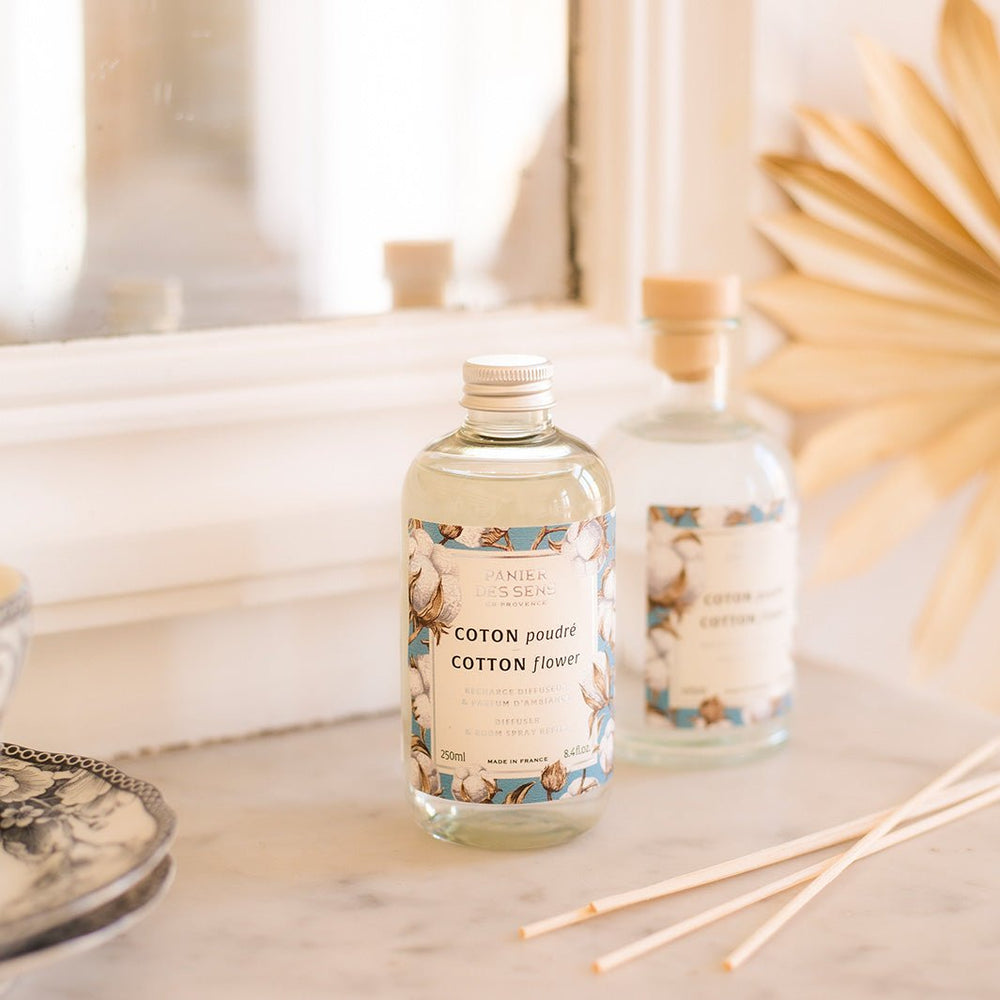 Recharge diffuseur et parfum d'ambiance - Coton Poudré 250ml - Panier des Sens